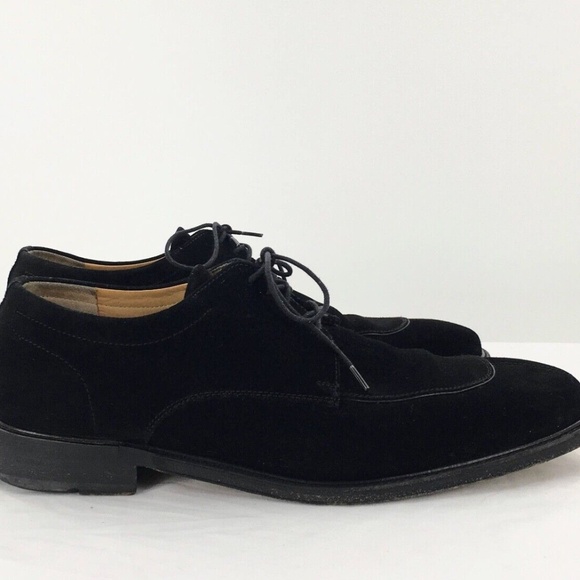 Salvatore Ferragamo Mens Suede Oxford Shoe Black Apron Split Toe Lace Up Sz 9 - Picture 1 of 15